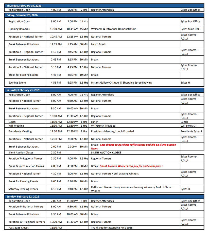 2026 General Schedule